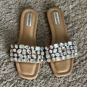 Steve Madden Crystal Embellished Tan Sandals